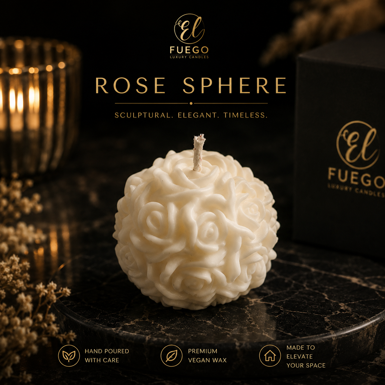 Rose Sphere Candle Set