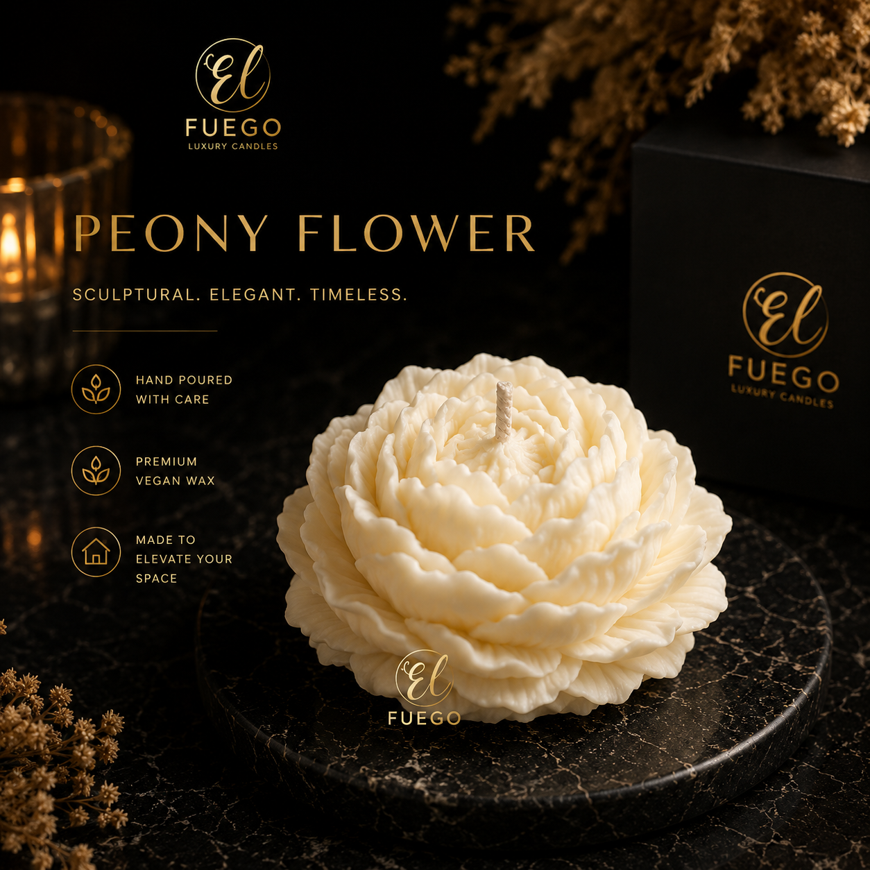 Peony Flower Candle Set